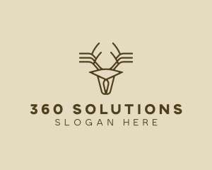 Minimalist Stag Deer Antlers logo design