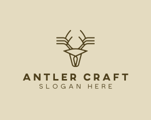 Minimalist Stag Deer Antlers logo design