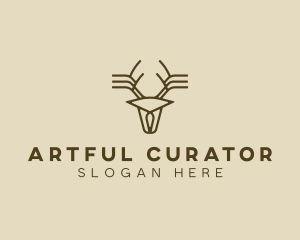 Minimalist Stag Deer Antlers logo design