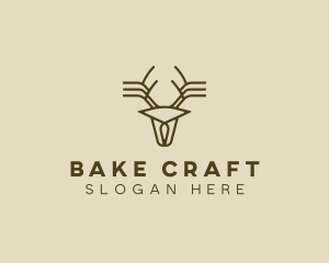 Minimalist Stag Deer Antlers logo design