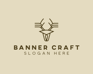 Minimalist Stag Deer Antlers logo design