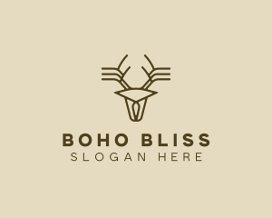 Minimalist Stag Deer Antlers logo design