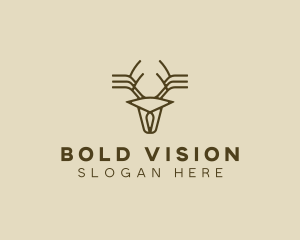 Minimalist Stag Deer Antlers logo design