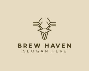 Minimalist Stag Deer Antlers logo design