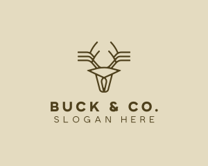 Minimalist Stag Deer Antlers logo design