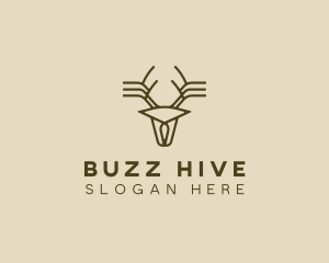 Minimalist Stag Deer Antlers logo design