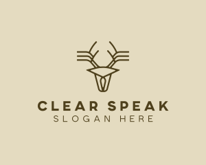 Minimalist Stag Deer Antlers logo design