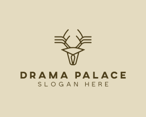 Minimalist Stag Deer Antlers logo design