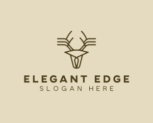 Minimalist Stag Deer Antlers logo design