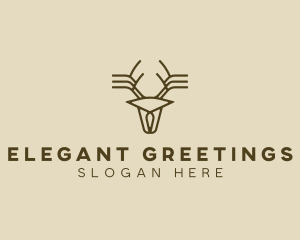 Minimalist Stag Deer Antlers logo design