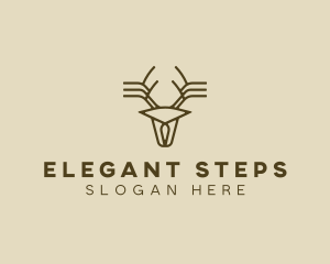 Minimalist Stag Deer Antlers logo design