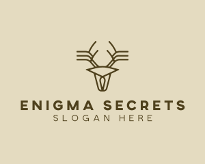 Minimalist Stag Deer Antlers logo design