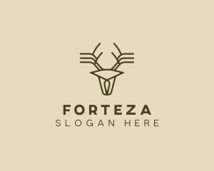 Minimalist Stag Deer Antlers logo design