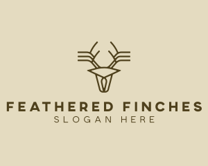 Minimalist Stag Deer Antlers logo design