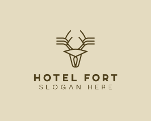 Minimalist Stag Deer Antlers logo design