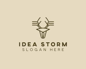 Minimalist Stag Deer Antlers logo design