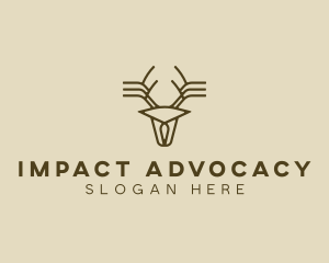 Minimalist Stag Deer Antlers logo design