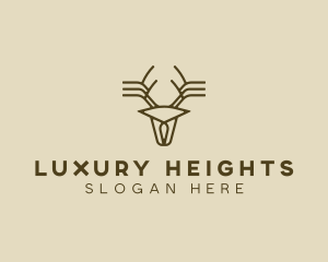 Minimalist Stag Deer Antlers logo design