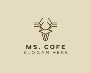 Minimalist Stag Deer Antlers logo design