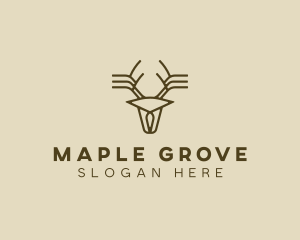 Minimalist Stag Deer Antlers logo design