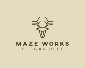 Minimalist Stag Deer Antlers logo design