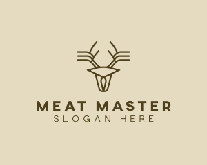 Minimalist Stag Deer Antlers logo design