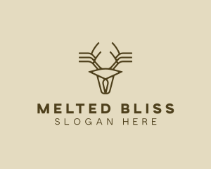 Minimalist Stag Deer Antlers logo design