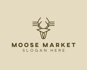 Minimalist Stag Deer Antlers logo design