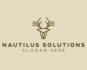 Minimalist Stag Deer Antlers logo design