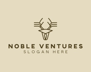 Minimalist Stag Deer Antlers logo design