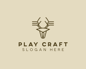 Minimalist Stag Deer Antlers logo design