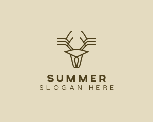 Minimalist Stag Deer Antlers logo design