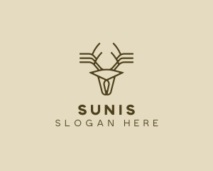 Minimalist Stag Deer Antlers logo design