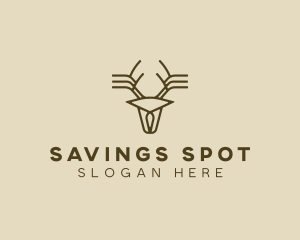 Minimalist Stag Deer Antlers logo design