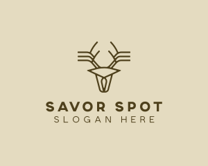 Minimalist Stag Deer Antlers logo design