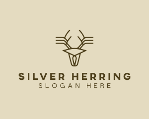 Minimalist Stag Deer Antlers logo design