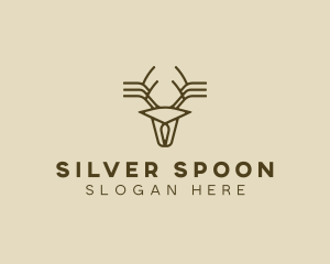 Minimalist Stag Deer Antlers logo design