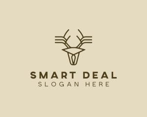 Minimalist Stag Deer Antlers logo design