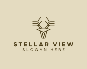 Minimalist Stag Deer Antlers logo design