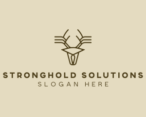 Minimalist Stag Deer Antlers logo design