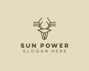 Minimalist Stag Deer Antlers logo design