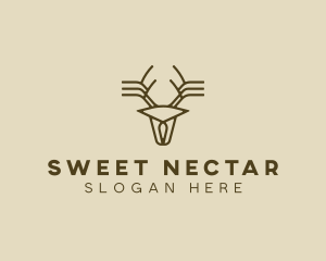 Minimalist Stag Deer Antlers logo design