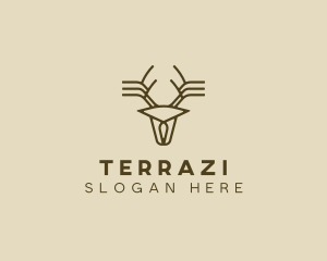 Minimalist Stag Deer Antlers logo design