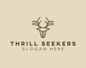 Minimalist Stag Deer Antlers logo design