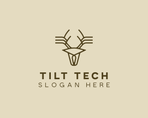 Minimalist Stag Deer Antlers logo design