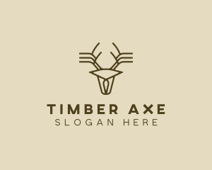 Minimalist Stag Deer Antlers logo design