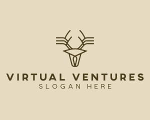 Minimalist Stag Deer Antlers logo design