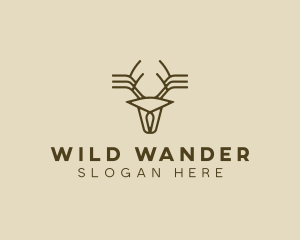 Minimalist Stag Deer Antlers logo design