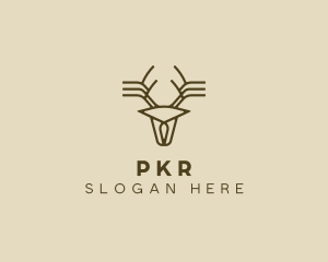 Minimalist Stag Deer Antlers logo design