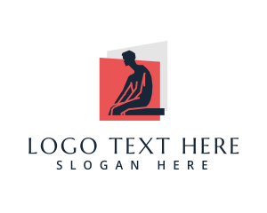 Photo Studio - Slouched Man Silhouette logo design